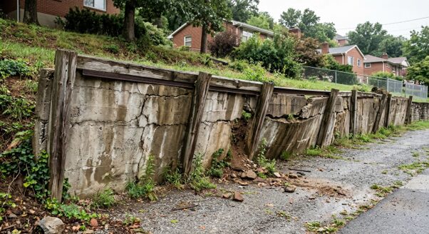 bulging retaining wall
