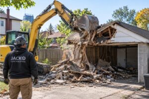 Residential garage demolition by Jacko Contracting in Toronto