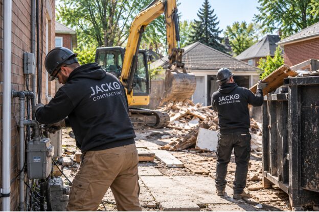 Jacko Contracting demolition crew clearing a residential lot in Toronto