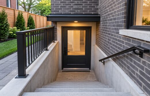 Newly built separate basement entrance for a legal second suite in Toronto